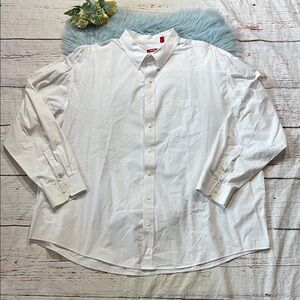 IZOD Cotton White Pocket Long Sleeve Button Down Shirt sz 4XLT